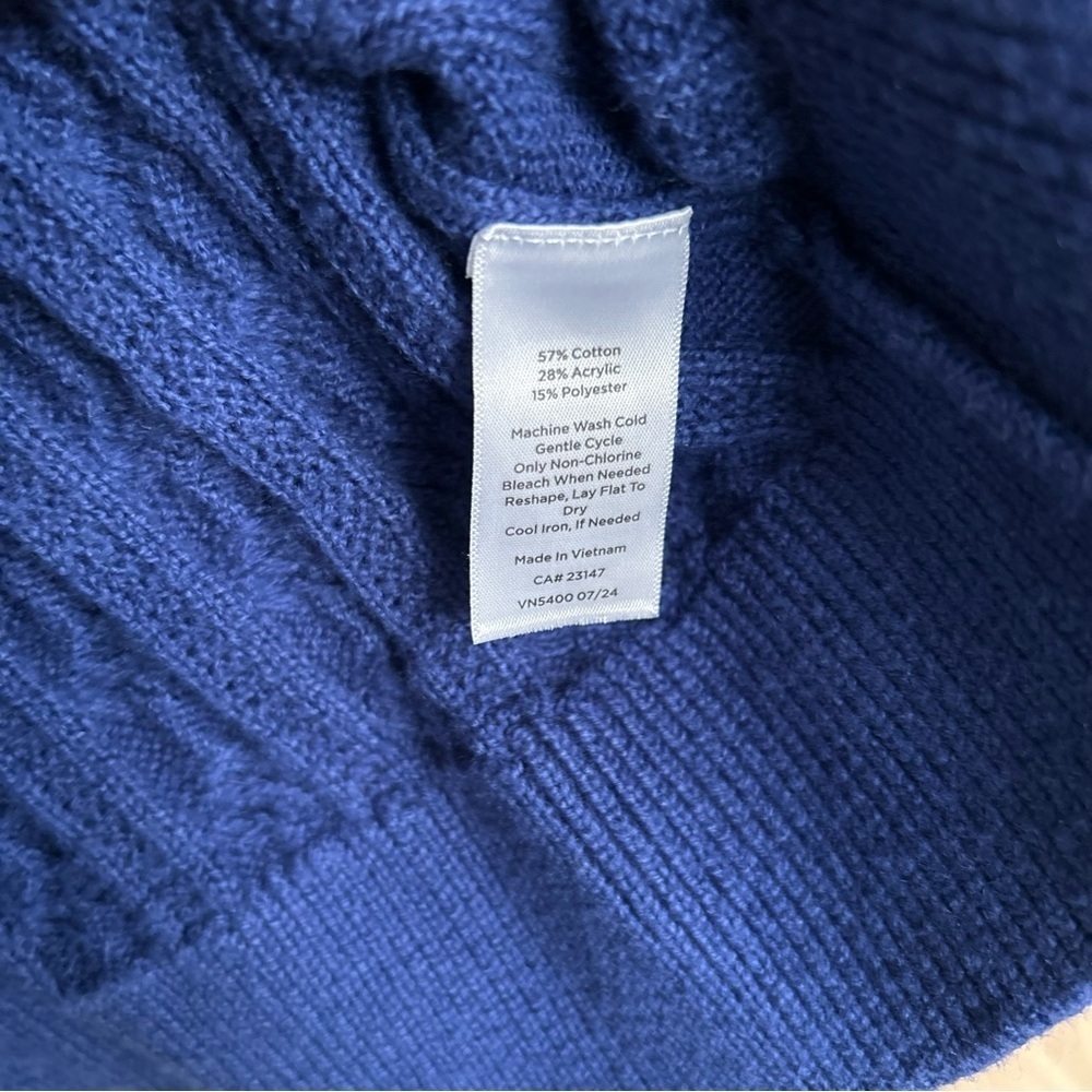 Talbots Cable Crewneck Blue Sweater Long Sleeve Buttons Cotton Plus Size 3X - Picture 6 of 8